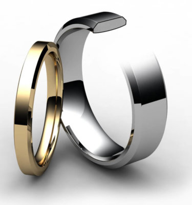 18ct White Gold Chamfered Edge Wedding Ring