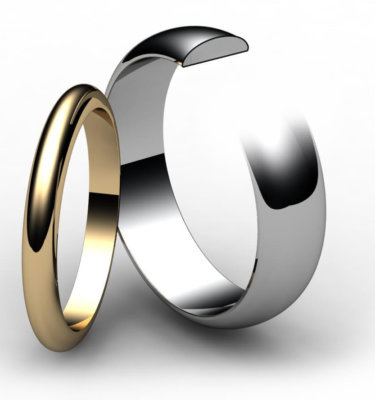 9ct White Gold D Shape Wedding Ring