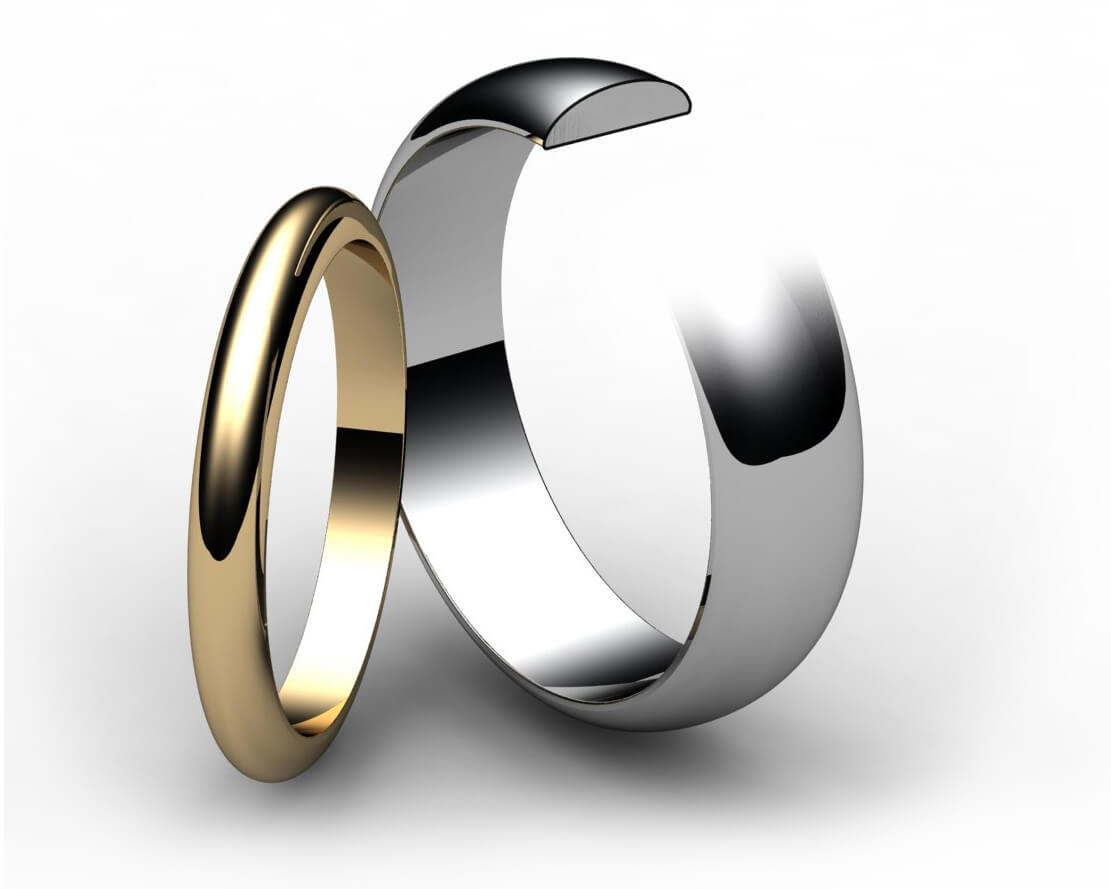 18ct White Gold D Shape Wedding Ring