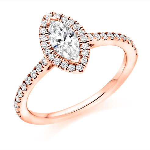 Marquise Cut Halo Engagement Ring