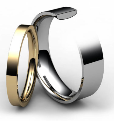 9ct White Gold Flat Court Wedding Ring