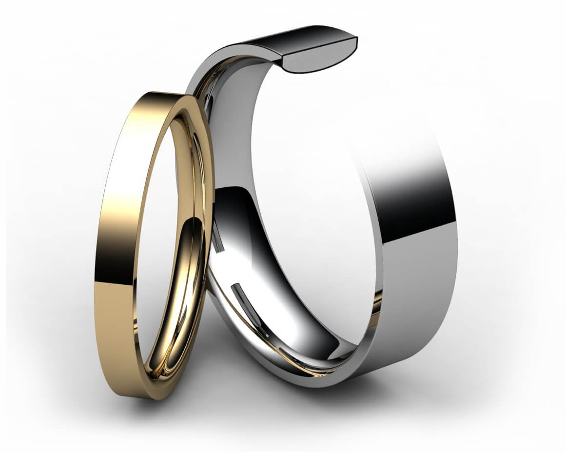 9ct White Gold Flat Court Wedding Ring