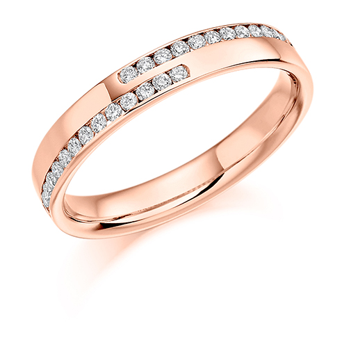 Offset Double Channel Diamond Ring