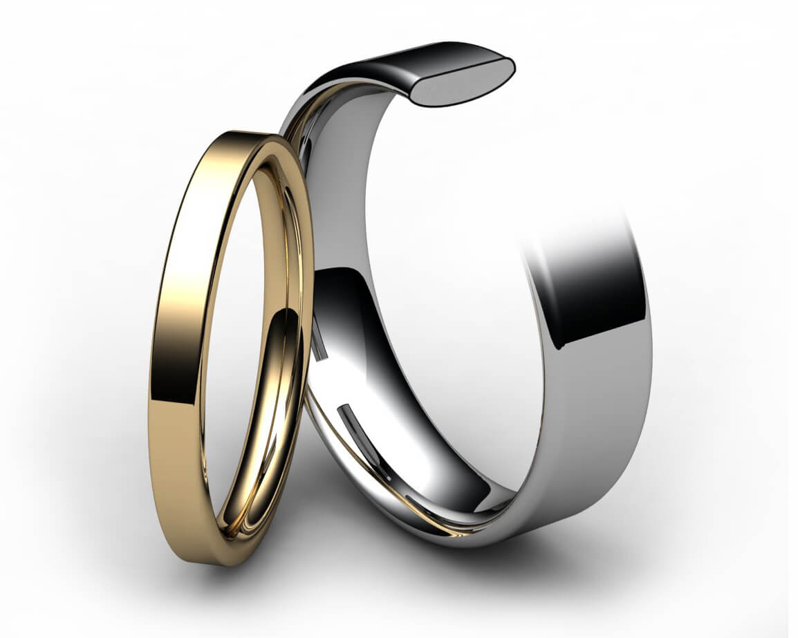 9ct White Gold Modern Flat Court Wedding Ring