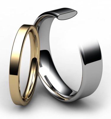 18ct White Gold Modern Flat Court Wedding Ring